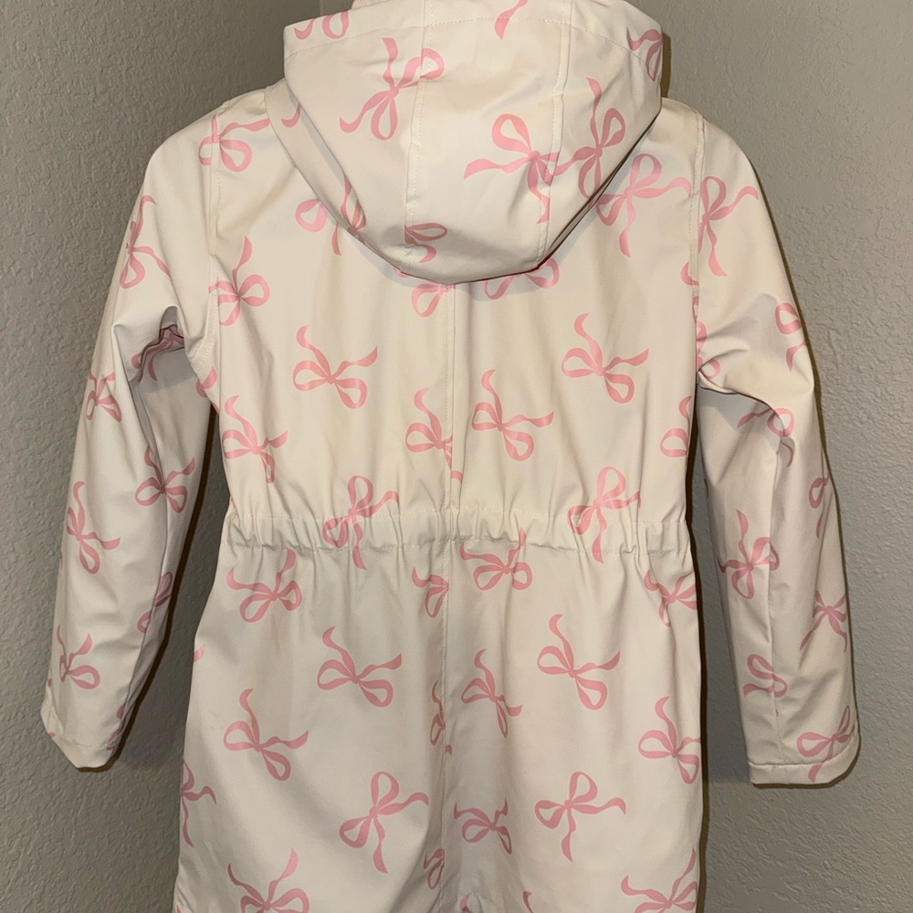 Pink Bow Patterned Hooded Jacket/Rain Coat